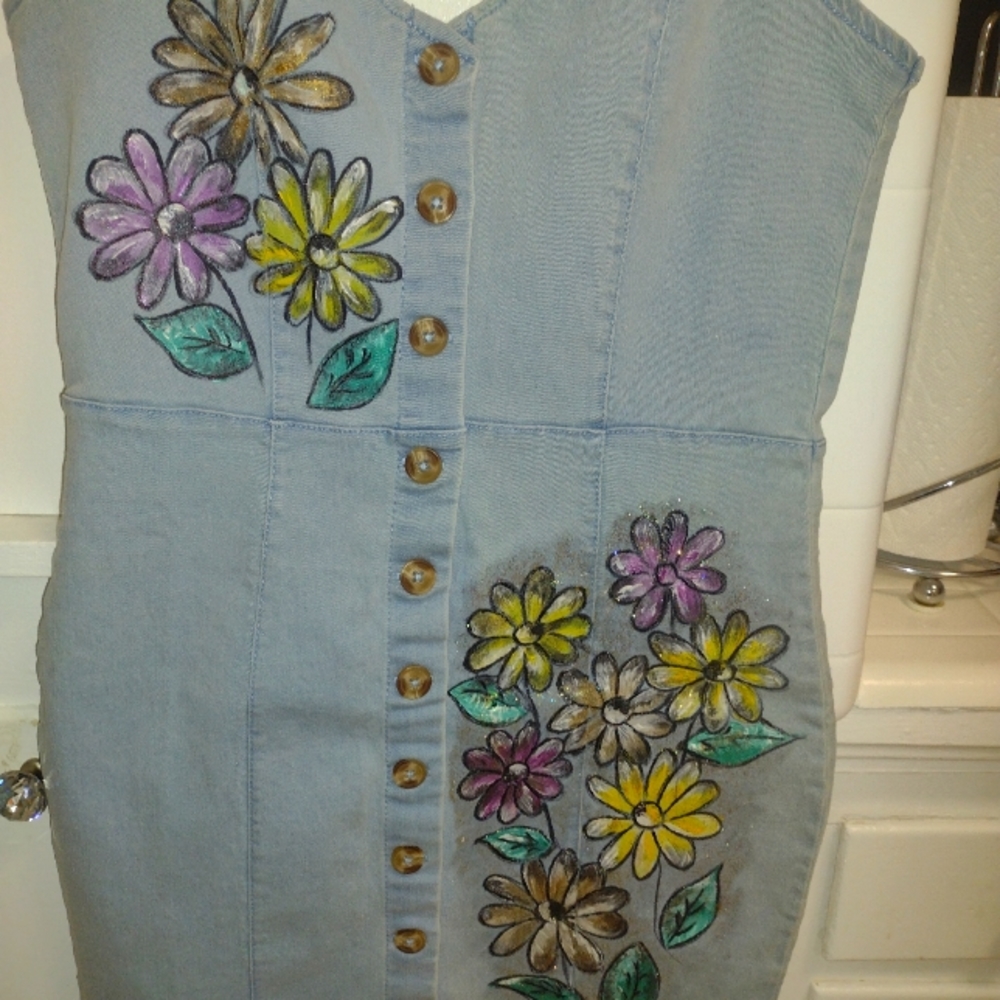 Hand Painted Denim Dress